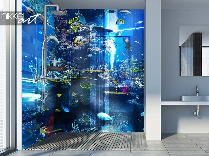 Salle de bain murale en verre imprimé Récifs coralliens