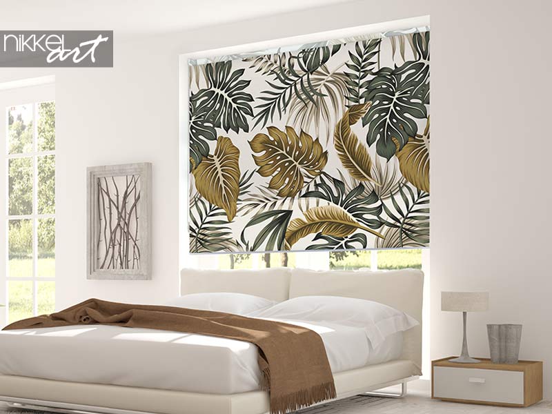 Store enrouleur imprimé Feuilles de palmier à feuillage vintage floral tropical sans soudure de fond gris. Fond d& 39 écran de la jungle exotique