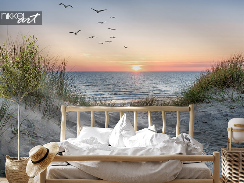 Papier peint photo chambre adulte plage au coucher du soleil