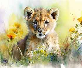 Tableau sur plexiglas Animaux de safari en aquarelle