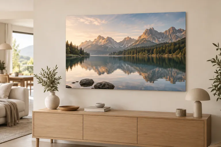 Visualisation d’un paysage de montagne imprimé sur aluminium