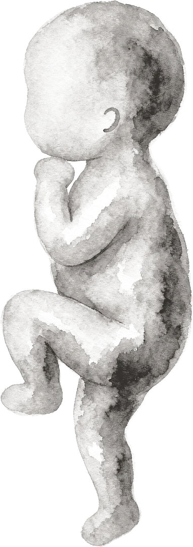 Illustration aquarelle d’un bébé avec la jambe repliée